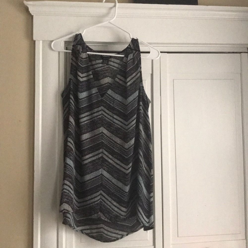 Blue/grey/black&white striped tank